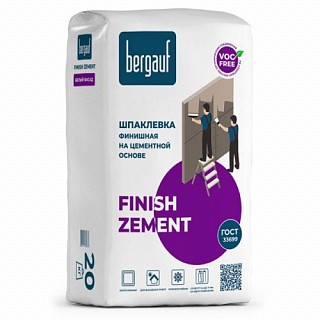 Bergauf Finish Zement, шпатлевка белая цементная для финишного выравнивания, фасадная, 20 кг