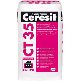 Ceresit CT 35/25, 2,5мм "Короед" белая, декоративная минеральная штукатурка, 25 кг