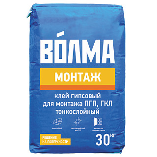 Волма Монтаж, Гипсовый монтажный клей для ПГП, 30кг 