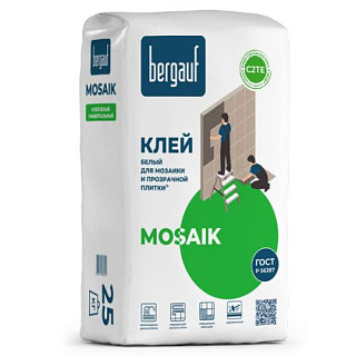 Bergauf Mosaik, клей белый для мозаики и прозрачной плитки, 5 кг