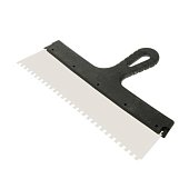 Шпатель фасадный зубчатый 6х6 мм, стальной 150мм, пласт. ручка, БИБЕР  (35211)