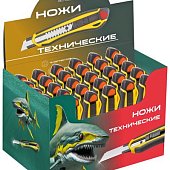 Нож технический,18 мм, усиленный, прорезиненный,2-х стор. автофиксация