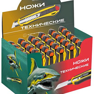 Нож технический,18 мм, усиленный, прорезиненный,2-х стор. автофиксация